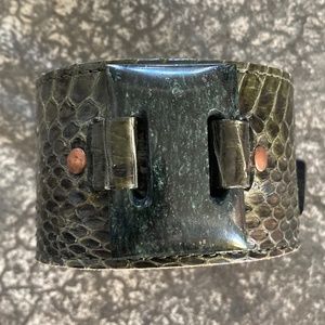 Leather Rock Bands Green Snake Skin Bracelet